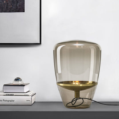 Contemporary Sculptural Glass Table Lamp with Gold Base