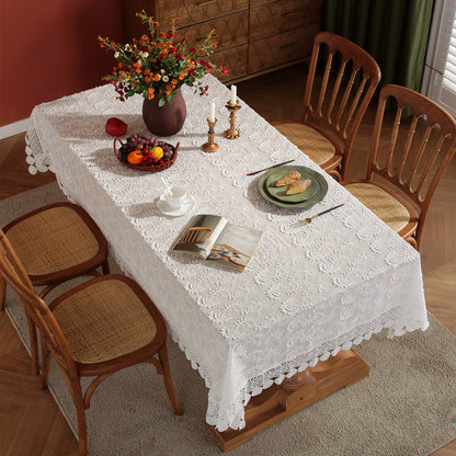 Elegant Embroidered Lace Table Cover