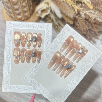 Elegant Stiletto Nail Art Set with Rhinestone and Glitter Detailing Acalora