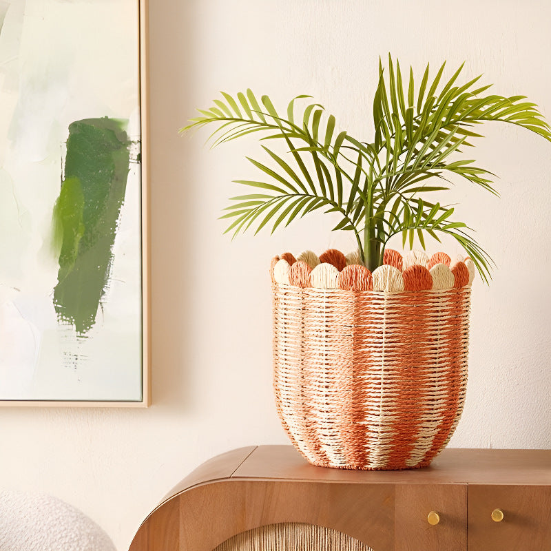 Decorative Scalloped Woven Storage Box Acalora