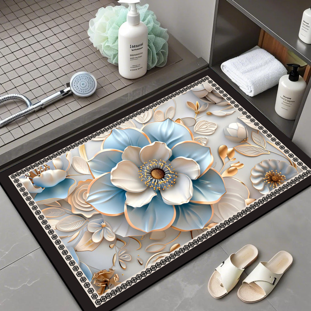 Floral Patterned Comfort Bath Mat Acalora
