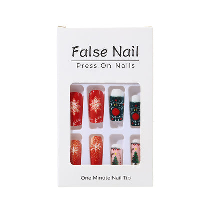 Festive artificial nails in Christmas design Acalora