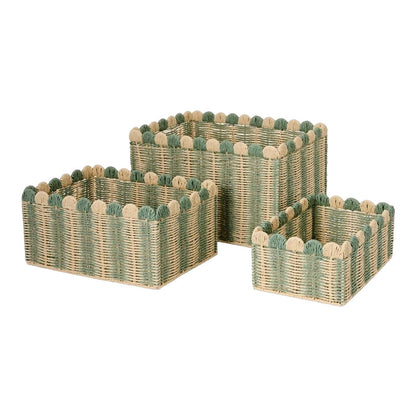 Decorative Woven Storage Basket with Scalloped Edges Acalora