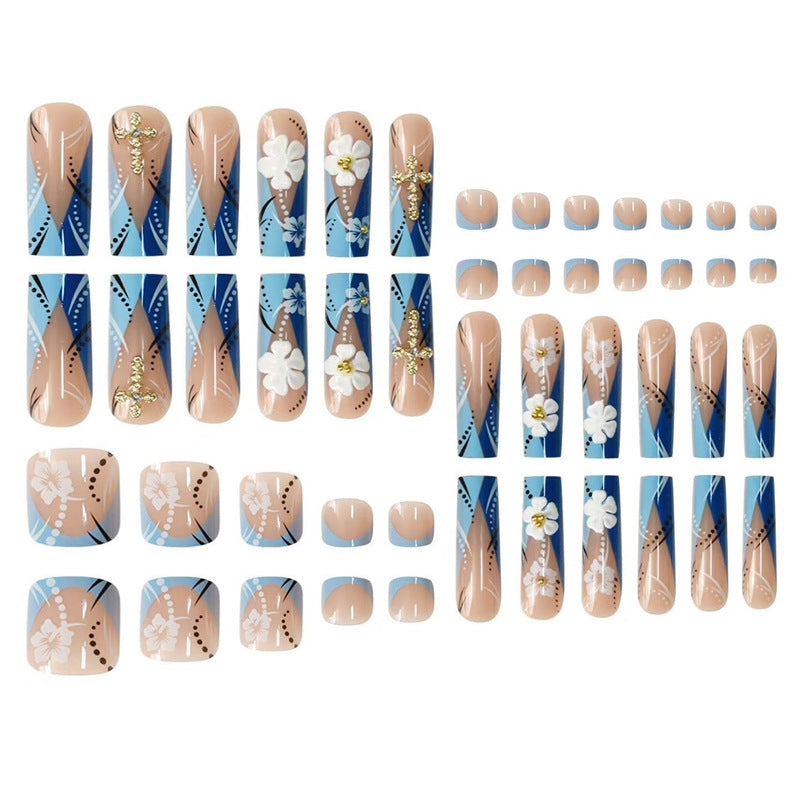 Decorative Floral 3D Press-On Nails Acalora