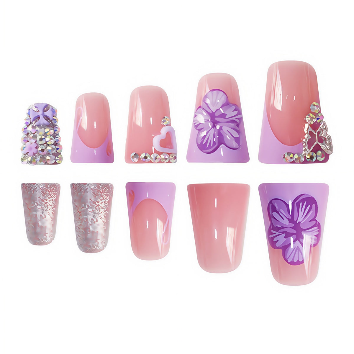 Decorative Floral Press-On Nails Acalora