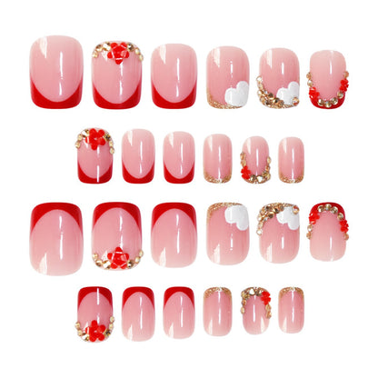 Elegant Floral Press-On Nail Art Set Acalora