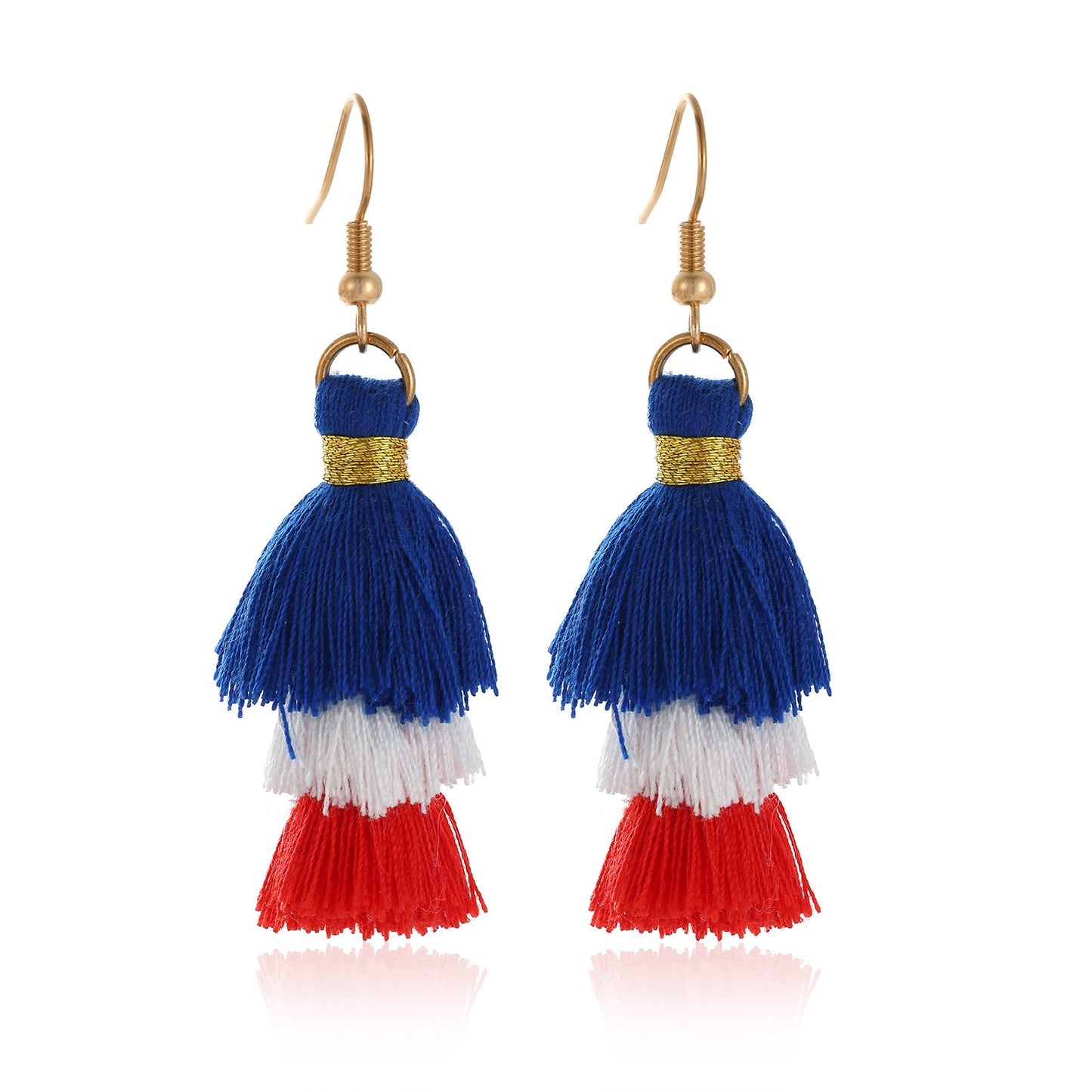 Women's lightweight star earrings with enamel flag design and fishhook Kalsten