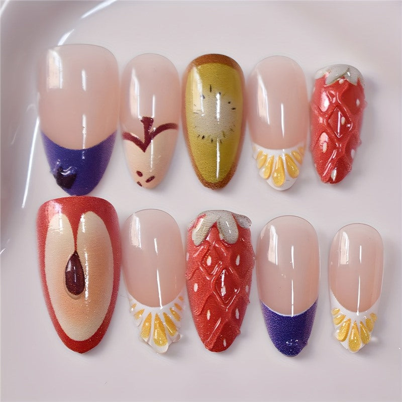 Artistic Fruit-Themed Press-On Nails Acalora