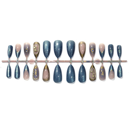 Glittery Press-On Nail Art Set with Unique Geometric Designs Acalora