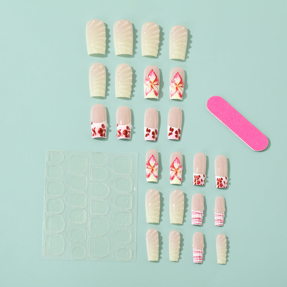 Artificial Nails Set with Elegant Floral Designs Acalora