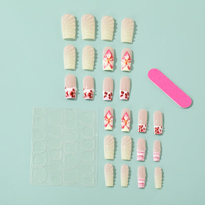 Artificial Nails Set with Elegant Floral Designs Acalora