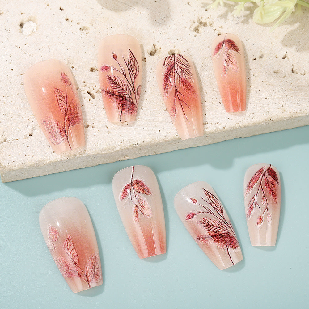 Artificial nails with elegant leaf pattern Acalora