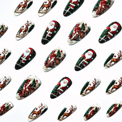 Festive Reindeer and Santa Nail Art Acalora