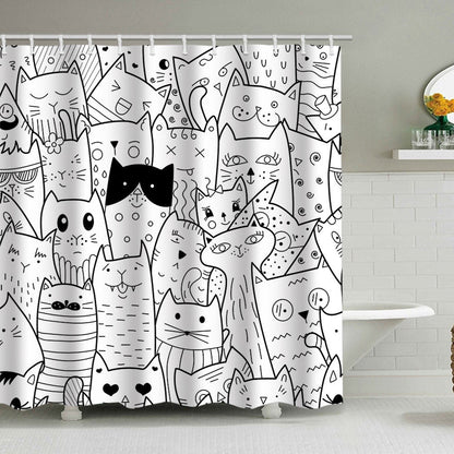 Artistic Dog Illustration Shower Curtain