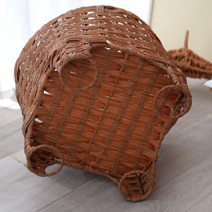 Decorative rattan storage basket with animal design Acalora