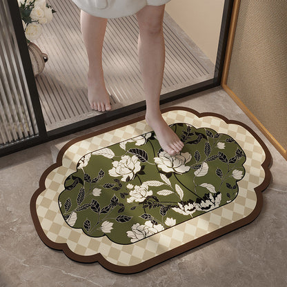 Floral-Patterned Soft Bathroom Mat