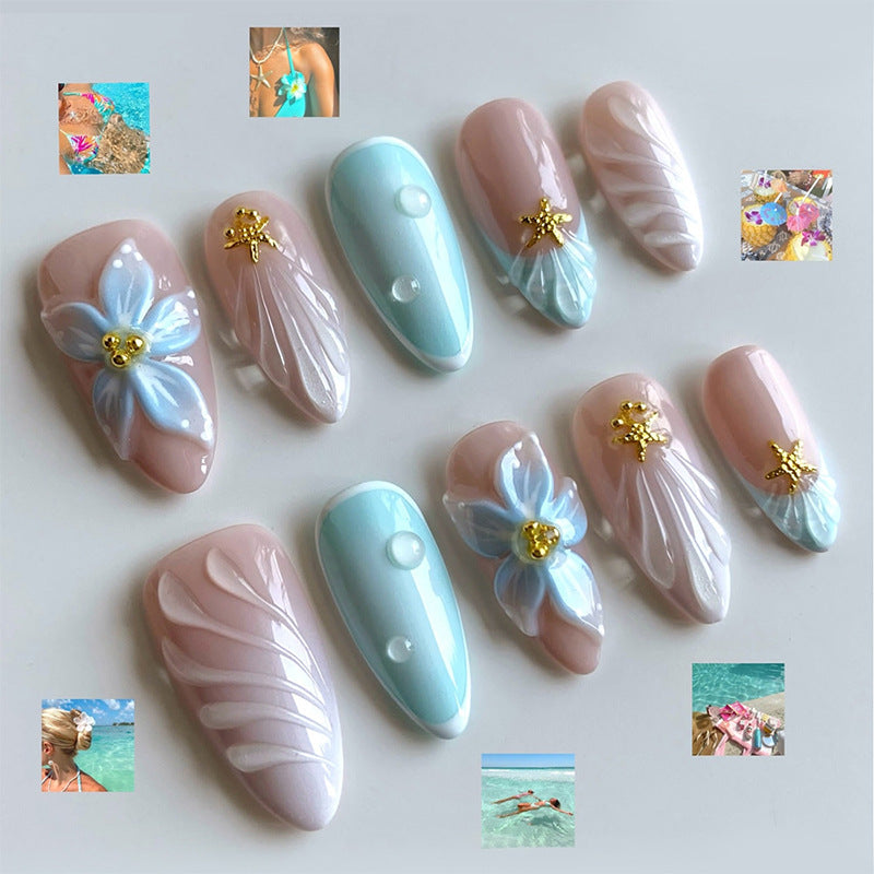 Floral-Embellished Press-On Nail Set Acalora