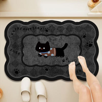 Playful Cat-Themed Bath Mat