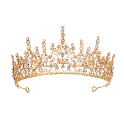Women's Elegant Crystal Tiara with Filigree Wreath Design