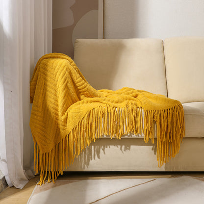 Unisex Textured Fringe Throw Blanket