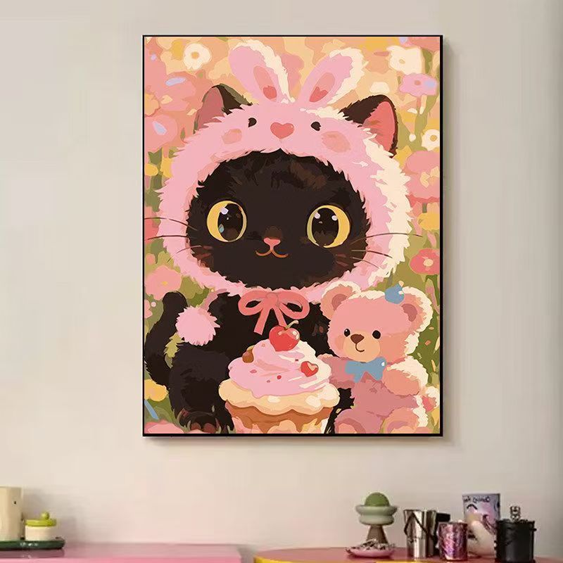Playful Cat-Themed Illustration Wall Art