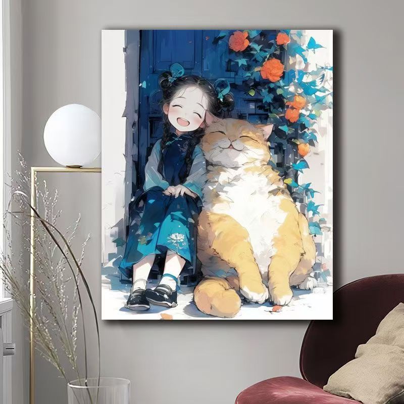 Illustrated Cat-Themed Wall Art