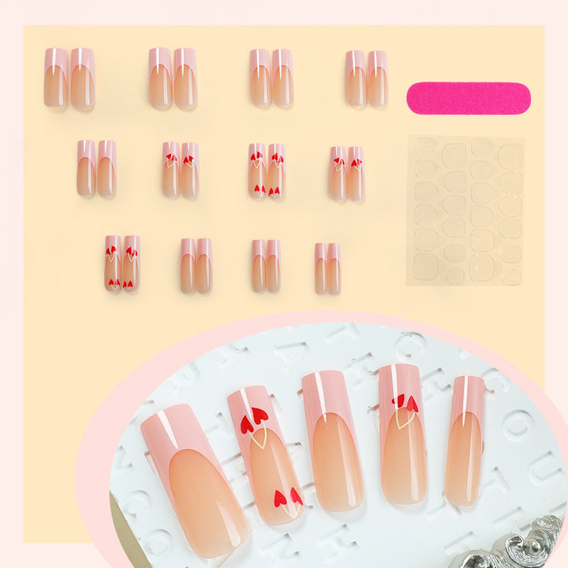Artistic Press-On Nail Set with Heart Design Acalora