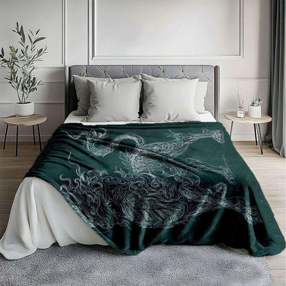 Artistic Dragon-Themed Fleece Throw Blanket