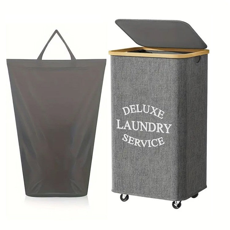 Laundry separation system with bamboo lid and multiple compartments Acalora