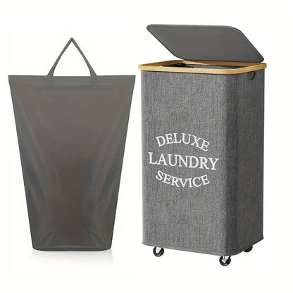 Laundry separation system with bamboo lid and multiple compartments Acalora