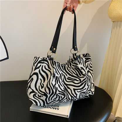 Stylish Zebra Print Canvas Tote Bag Acalora
