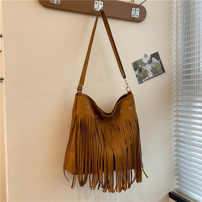 Fringe Suede Crossbody Bag Acalora