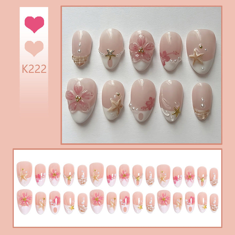 Artificial nail set with floral and maritime designs Acalora