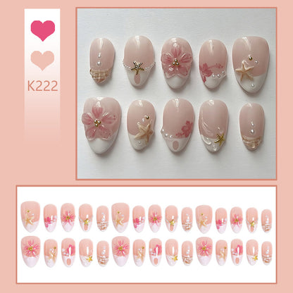 Artificial nail set with floral and maritime designs Acalora