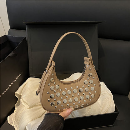 Studded Leather Hobo Bag Acalora