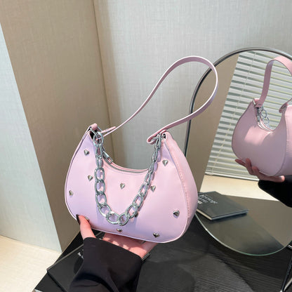 Chic Heart-Embellished Shoulder Bag Acalora