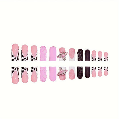 Decorative 3D Press-On Nail Art with Gemstone Accents Acalora