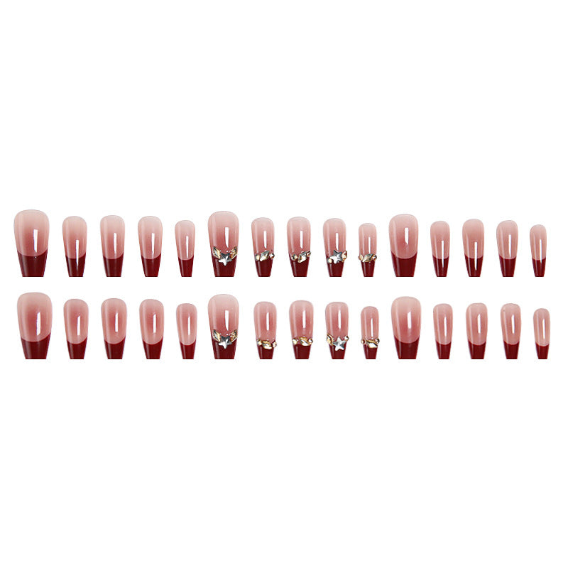 Artificial nail set with elegant glittering accents and romantic design Acalora