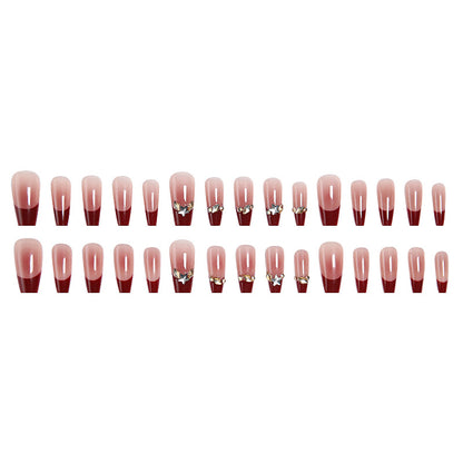 Artificial nail set with elegant glittering accents and romantic design Acalora
