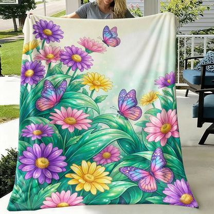Vibrant Floral Print Throw Blanket