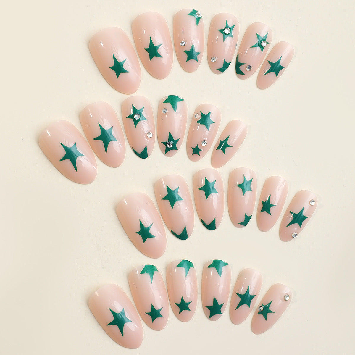 Decorative Press-On Nail Art Set with Star Patterns Acalora