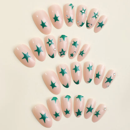 Decorative Press-On Nail Art Set with Star Patterns Acalora