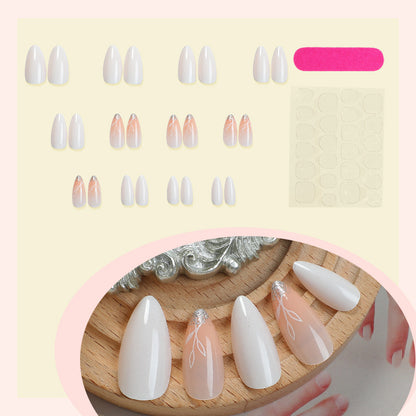 Luxurious Faux Finish Press-On Nail Set with Elegant Floral Design Acalora