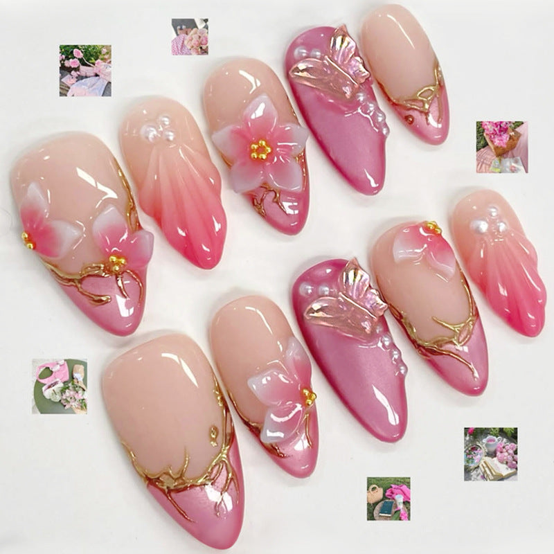 Floral Embellished Press-On Nail Set Acalora 1788495473