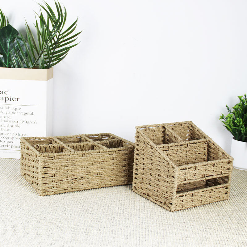 Multi-Sectional Woven Storage Basket Acalora