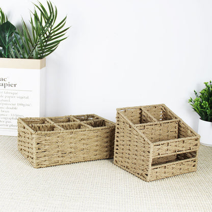 Multi-Sectional Woven Storage Basket Acalora