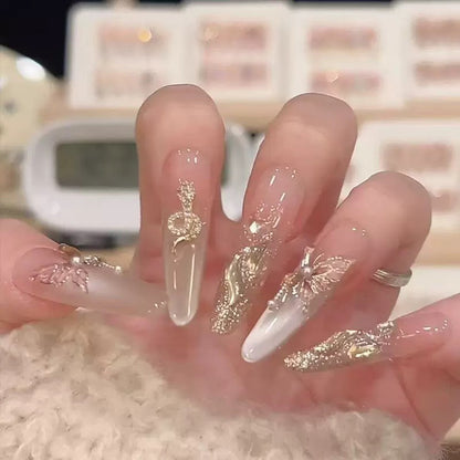 Artificial nail set with elegant tips and crystal accents Acalora