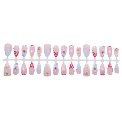 Artistic Press-On Nail Set with 3D Elements Acalora