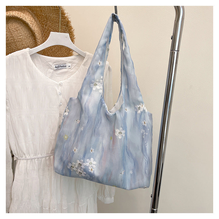 Elegant Floral Printed Shoulder Tote Bag Acalora