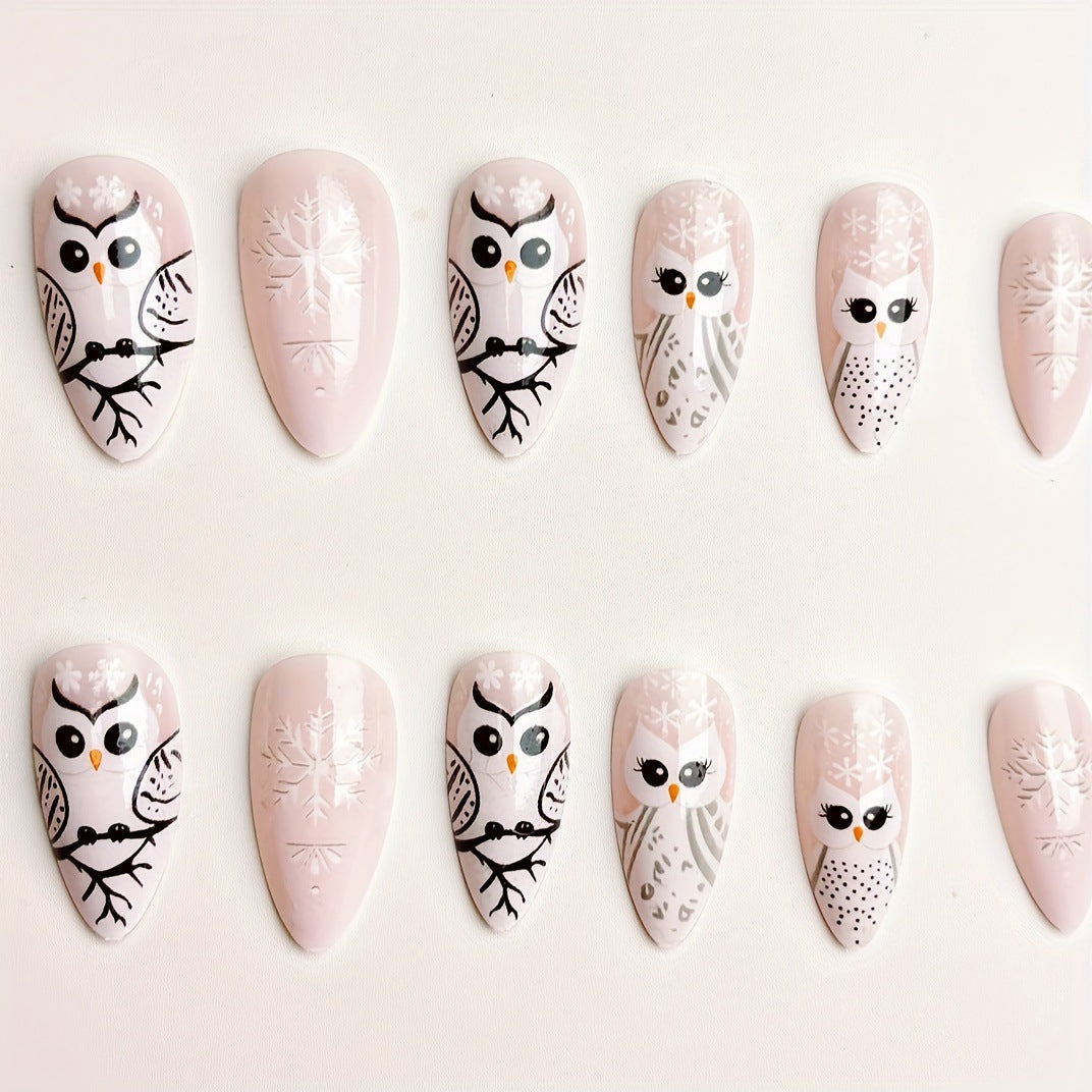 Artistic Owl-Inspired 3D Nail Art Acalora